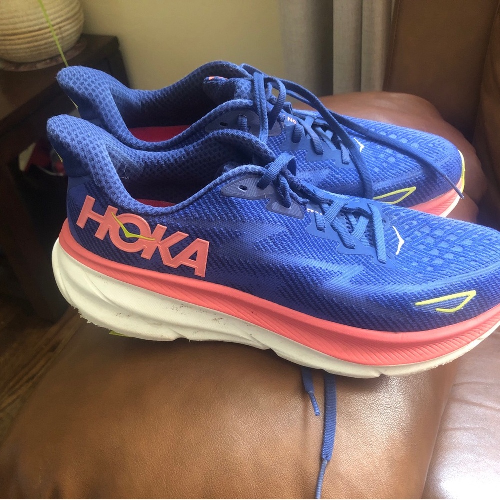 Hoka Women's Blue Running Sneakers with Pink Accents